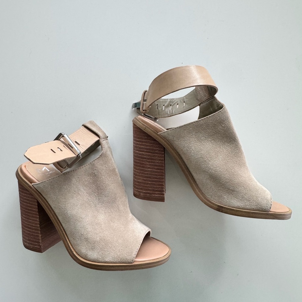 Marc Fisher Tan Ankle Booties with Chunky Heel